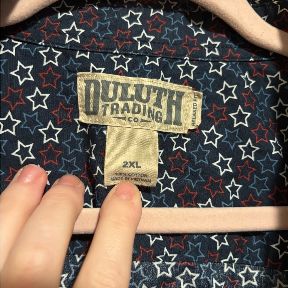 DULUTH TRADING CO. Men’s Star Patterned Shirt Short Sleeve Button Down Size 2XL - Picture 2 of 5